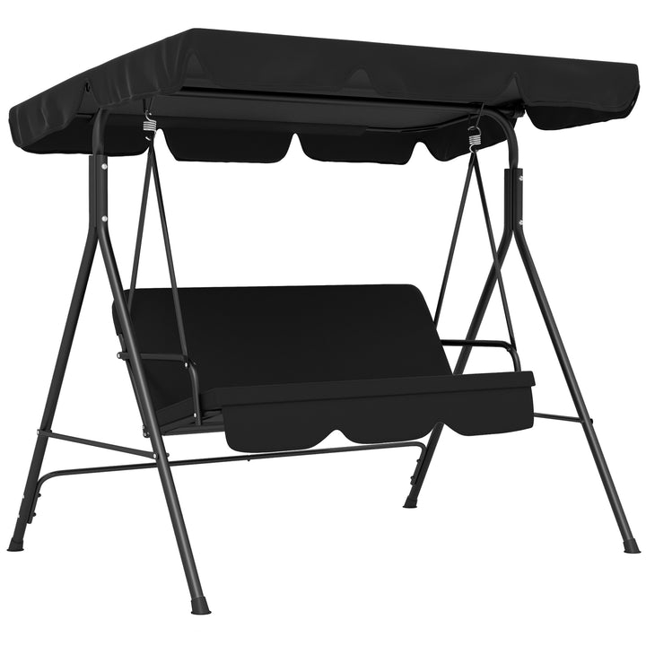 3-personers Hollywood gyngestol til haven, vejrbestandig, 172 cm x 110 cm x 153 cm, sort