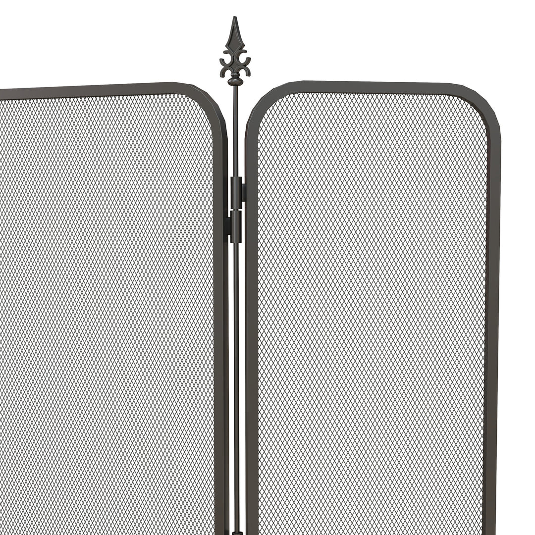 Sammenklappelig metalpejs gnistbeskyttelse, 96 x 1,3 x 56 cm, sort