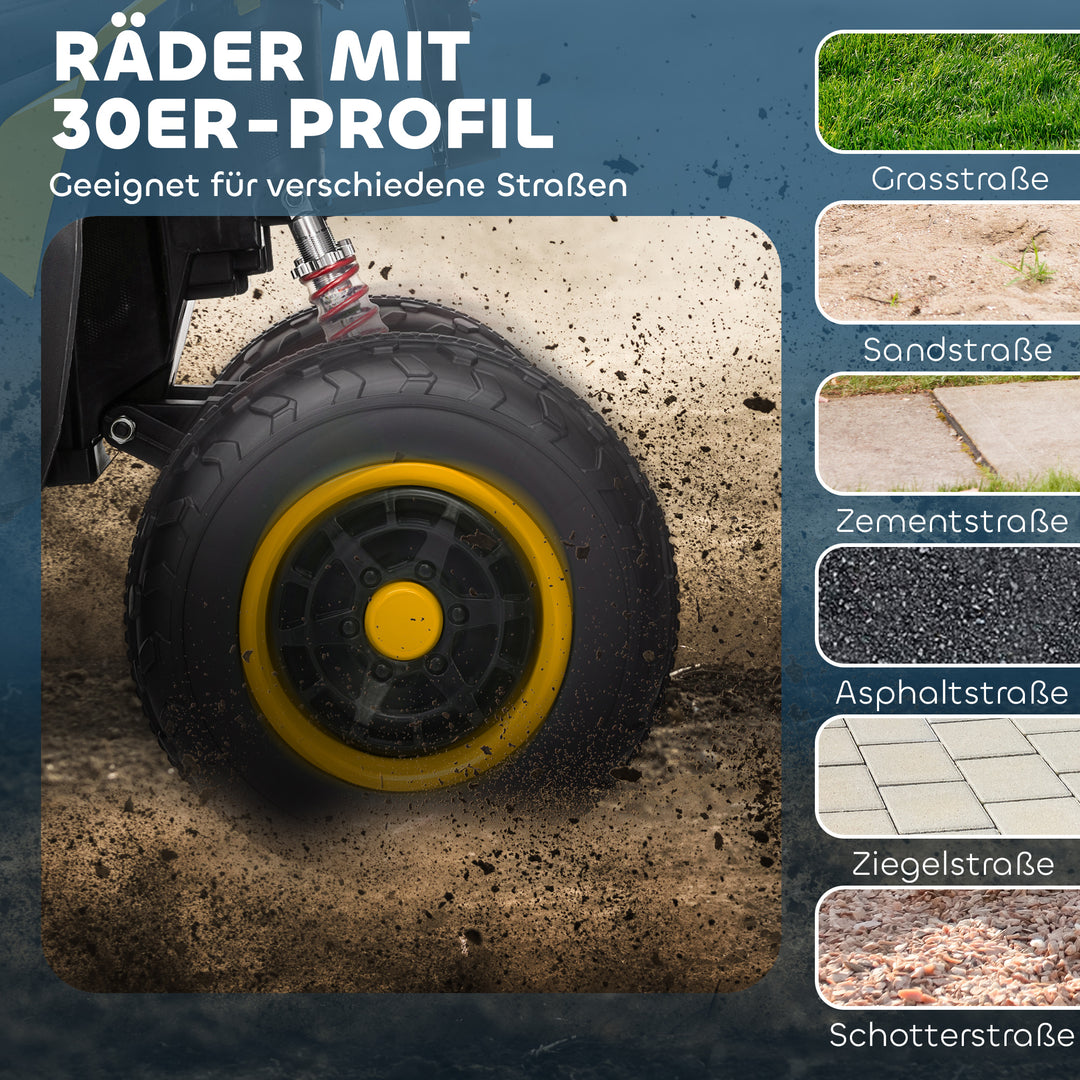 Elektrisk ATV til børn, 3-6 km/t, LED-forlygter, musik, USB, til alderen 3-8, gul