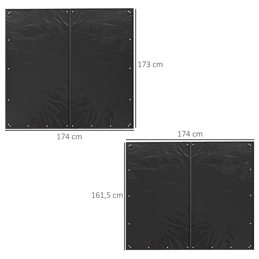 Brændehyldebetræk, sæt med 2, vejr- og støvtæt, 174x173 og 174x161.5, sort