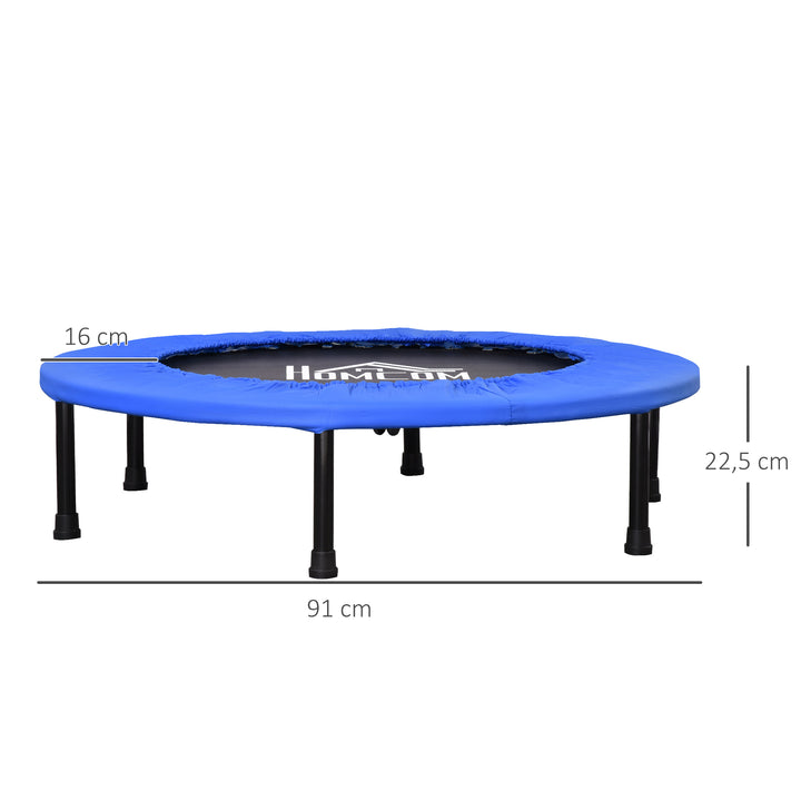 Fitness trampolin ø91 cm minitrampolin med skridsikre fødder 100 kg lasteevne ø91 x 22,5 h cm sort+blå