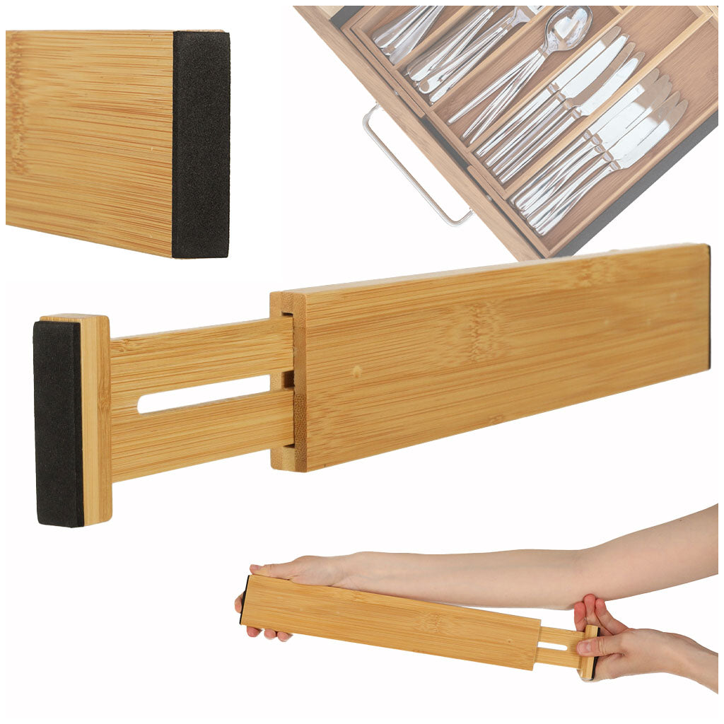 Skuffeorganisator justerbar bambus separator 43x6x1,5cm 1 stk.