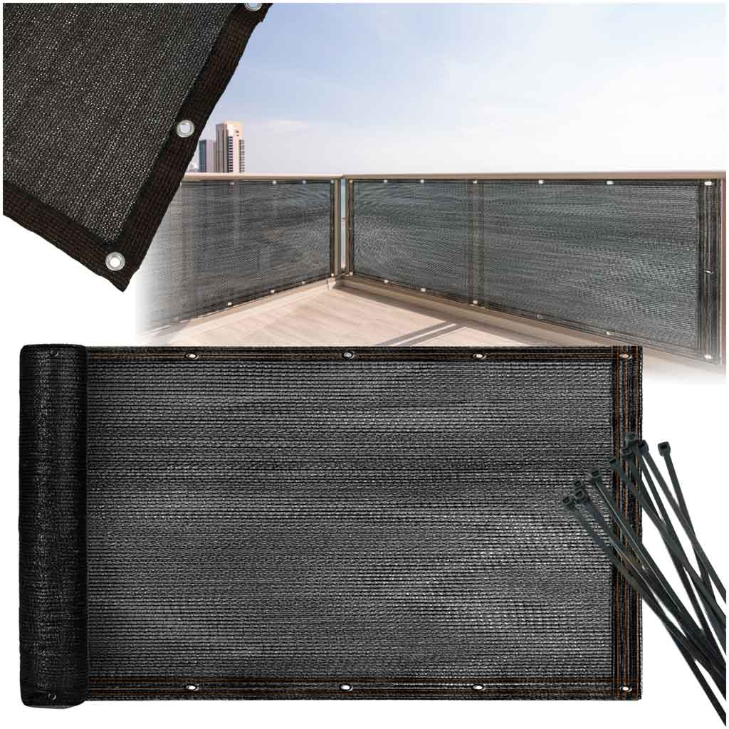 Balkonoverdækning LUARO camouflagemåtte skyggenet til balkonterrasse 150g/m2 105x700cm UV + Tritics