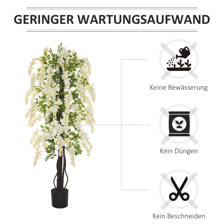 Kunstig blåregn stor 165 cm kunstig plante, kunstige plastikplanter kunstige blomster i potte, falsk plante som ægte til kontor stue soveværelse moderne dekoration gave