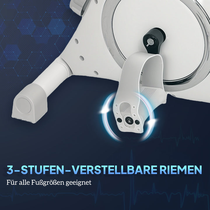 Mini motionscykel, fodpedaler til under skrivebordet, arm- og benøvelser, 8 modstandsniveauer, stål, hvid