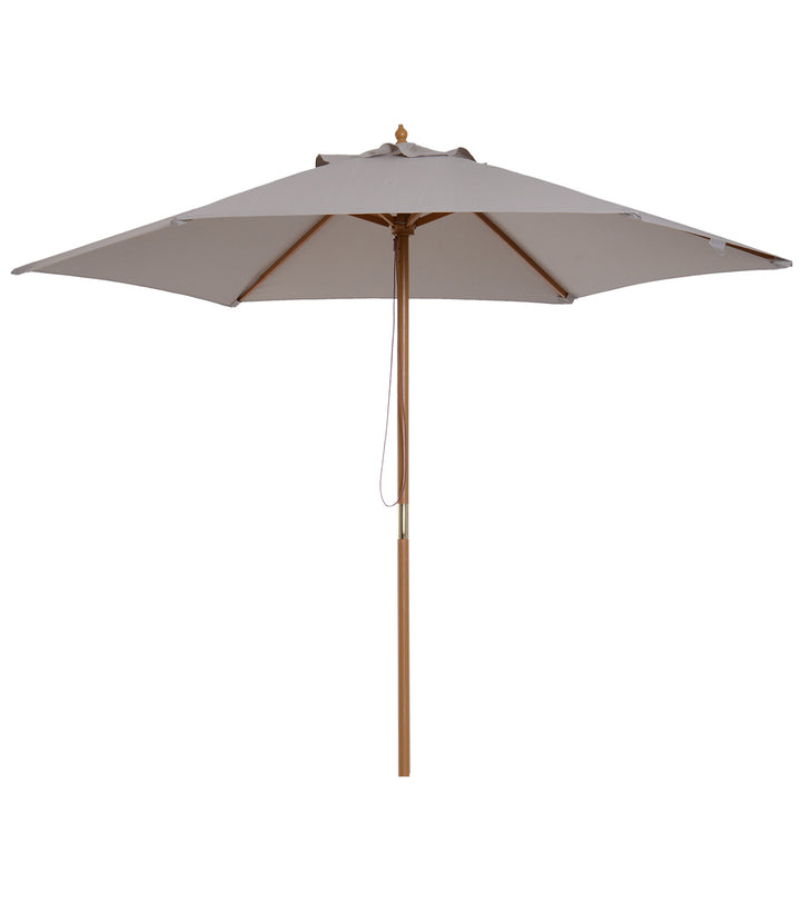 Parasol Ø 250 cm, parasol med rebtrækmekanisme, balkonparasol, strandparasol af bambus, vindtæt, markedsparasol, solskærm til balkon, terrasse, have, grå
