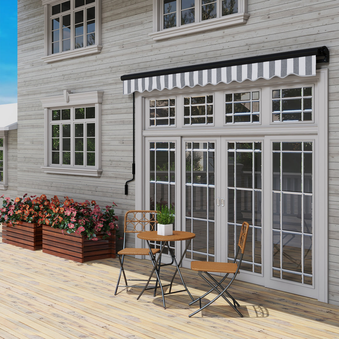 Sun markise markise terrassemarkise vejrbestandig 1 håndsving 350 x 250 x 150 cm grå + hvid