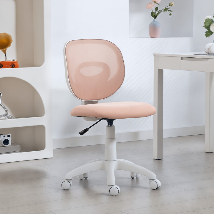 Ergonomisk kontorstol med C-formet rygstøtte, højdejusterbar, pink