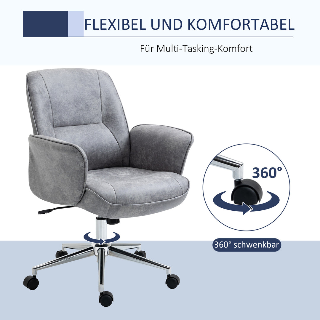 Kontorstol med gyngefunktion, højdejusterbar drejestol, ergonomisk arbejdsstol, moderne, lasteevne op til 120 kg, mikrofiber, lysegrå, 67 x 69 x 92-102 cm