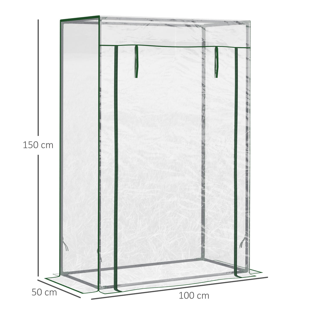Drivhus, væksthus, tomathus, kold ramme med rulleport, stål, plastik, transparent, 100x50x150cm