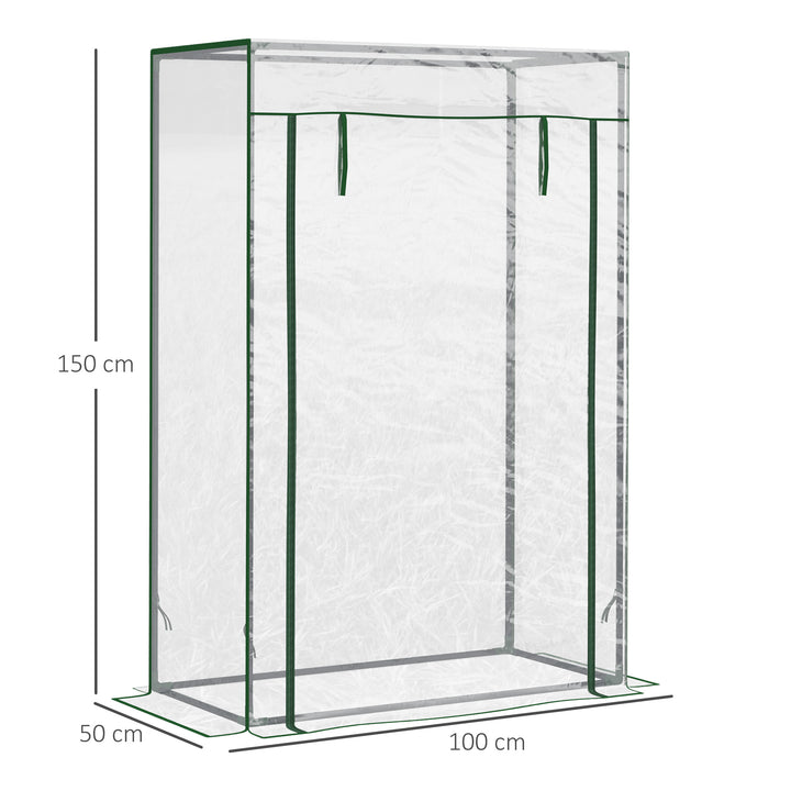 Drivhus, væksthus, tomathus, kold ramme med rulleport, stål, plastik, transparent, 100x50x150cm