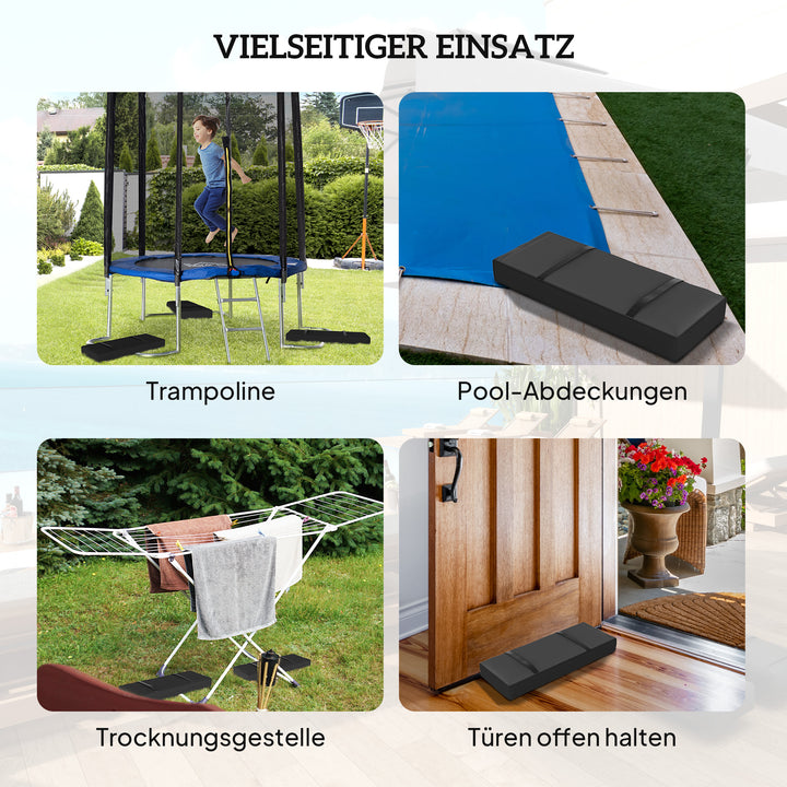 Sæt med 2 sandsække til parasoller, genopfyldelige op til 25 kg, sandsæk til parasolfod, 600d oxford sort