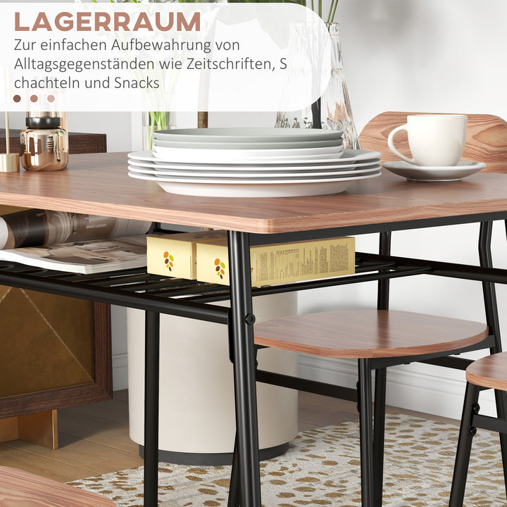 Spisebordsæt med stole spisebord, industrielt design, 110 cm x 70 cm x 75 cm, brun