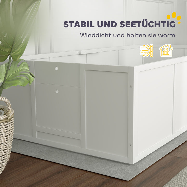 Hundebakke til hunde og hvalpe med justerbare indgange til store og små hunde, 196 x 96 x 48 cm, hvid