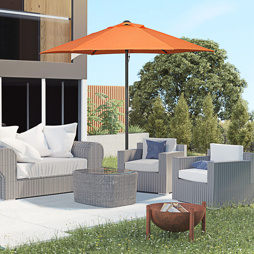 Parasol ø196 cm, sekskantet balkonparasol til strand, balkon, have, orange