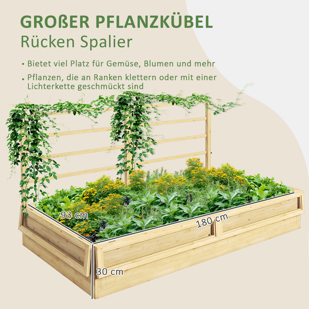 Hævet bed/plantekasse/urtehave, vejrbestandig, 1 espalier, 183 x 98,5 x 95 cm, naturlig
