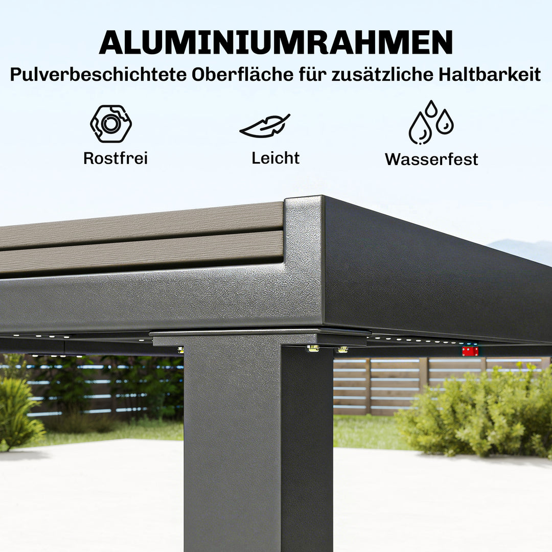 Havemøbelsæt, 7-delt siddegruppe, udtræksbord med 6 stabelbare stole, trælook, lameldesign, aluminiumsstel