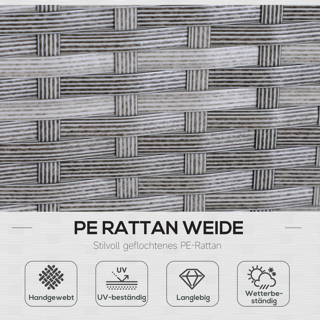 5-Delt havemøbelsæt, rattan siddegruppe med fodskammel, metal, grå, 142 x 60 x 75 cm