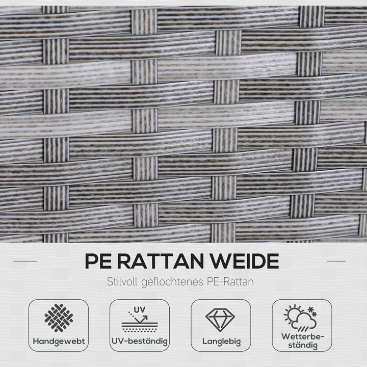 5-Delt havemøbelsæt, rattan siddegruppe med fodskammel, metal, grå, 142 x 60 x 75 cm