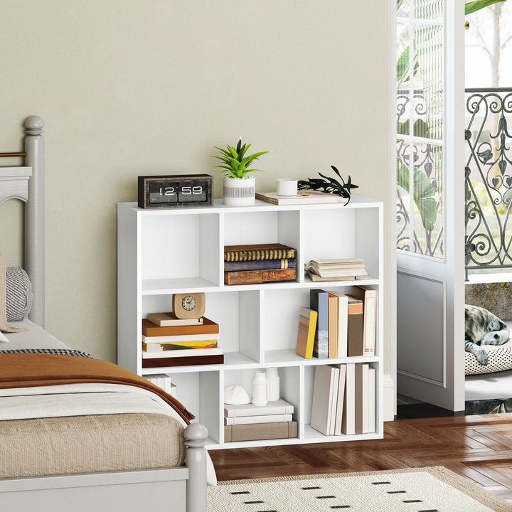 3-Lags reol, 8 rum, spånplade, opbevaringshylde, hvid