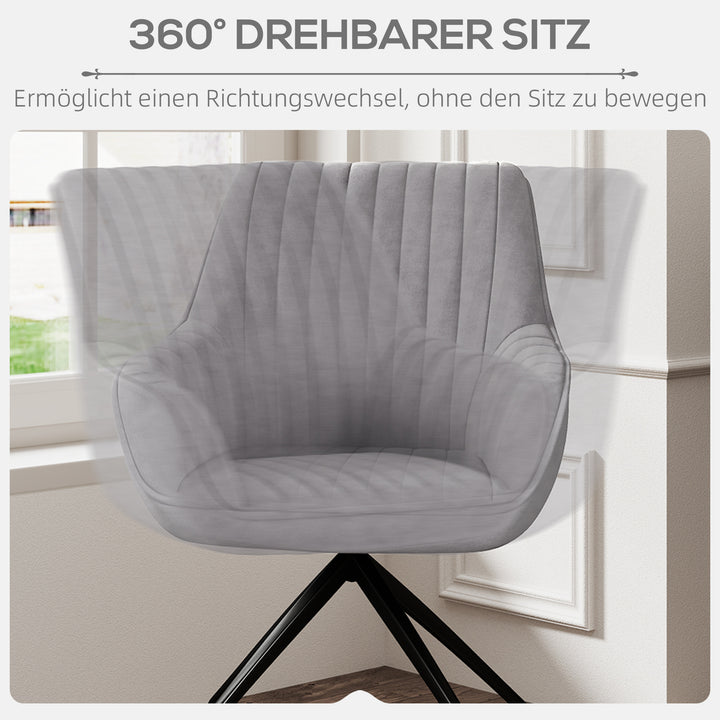 Drejestol, moderne accentstol med metalben til stue, soveværelse, kontor, grå