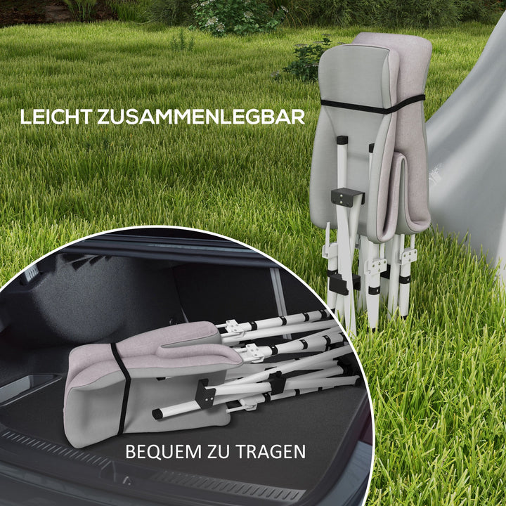 Sammenklappelig campingseng, blød, op til 200 kg, rustfri metalramme, 200 x 65 x 42 cm, grå