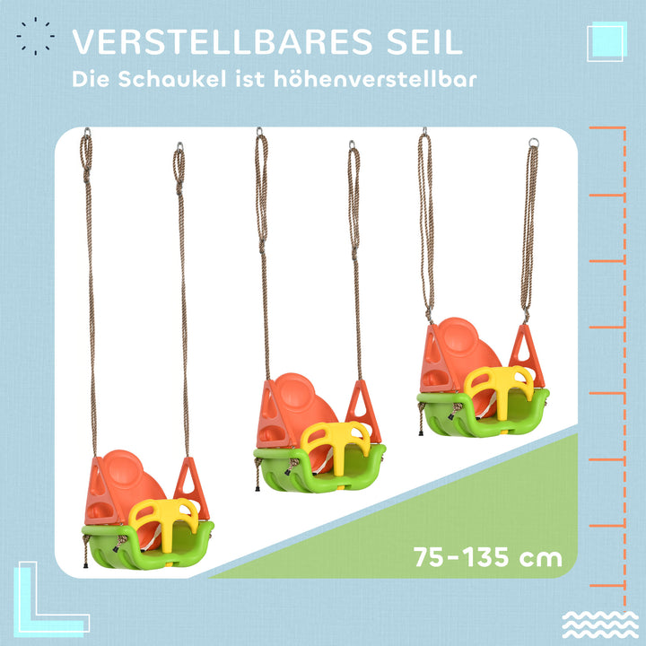 3-I-1 babygynge, sikkerhedssele, justerbare reb, til indendørs og udendørs brug, grøn, 48 x 34 x 180 cm