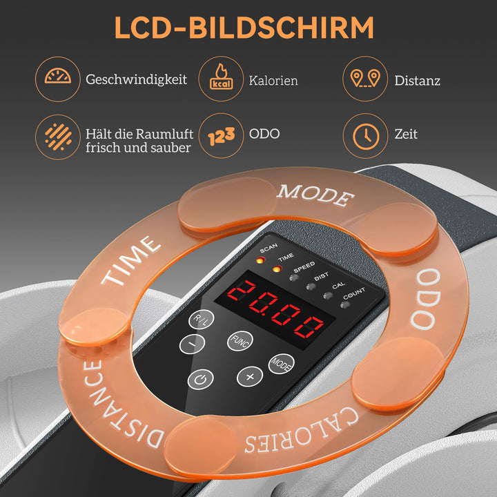 Siddende pedaltræner, mini elliptisk træner med lcd-skærm, fjernbetjening, 10 justerbare hastighedsniveauer, hvid