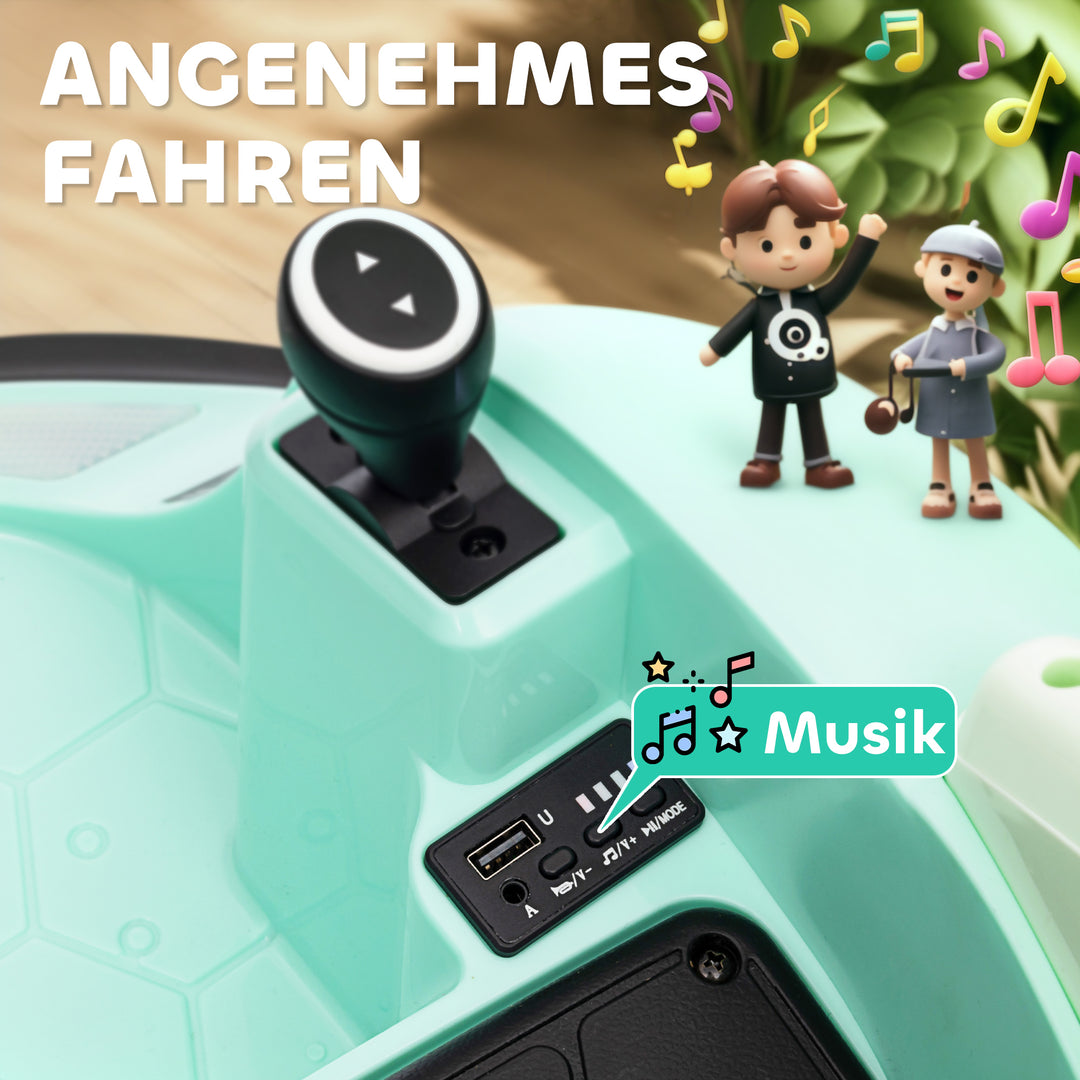 Kofangerbil, 360° rotation, 2 km/t hastighed, sikkerhedssele, led-lys, musik og horn, grøn