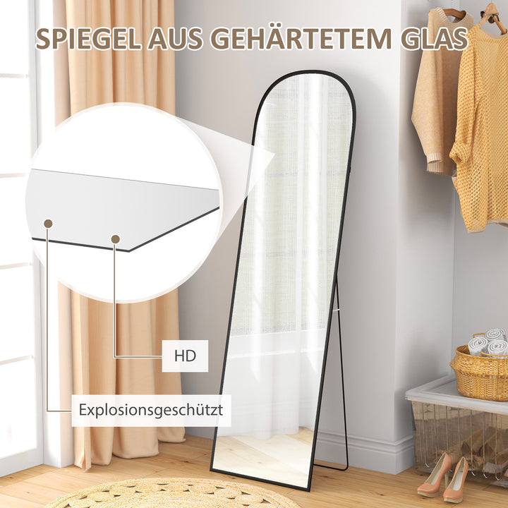 Stående spejl, helkropsspejl, moderne design, 50 cm x 1,5 cm x 161,5 cm, sort