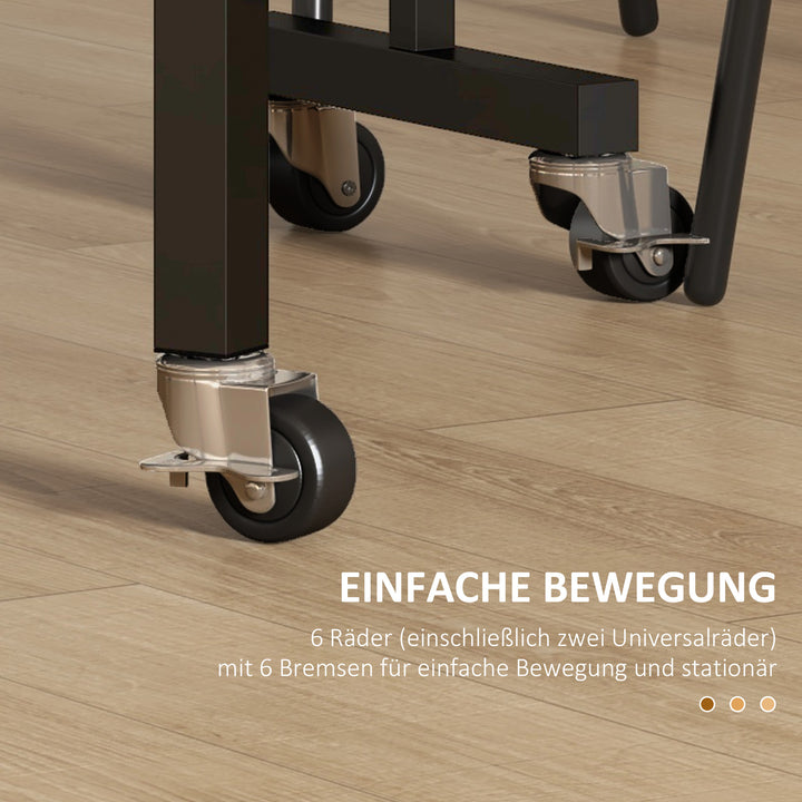 Spisebord til 4-6 personer, klapbord med hjul, stålstel, 52,5-120 x 80 x 73 cm, grå