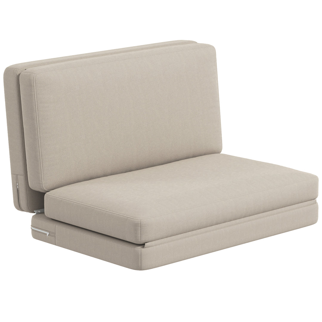 2-I-1 foldbar lænestol med gæstemadras, delbar, 120 cm bred, beige
