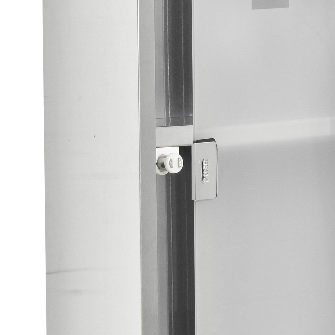 Kleankin medicinskab i rustfrit stål og hærdet glasdør, aflåseligt medicinskab med 3 rum, førstehjælpsskab, 20 x 12 x 58 cm, sølv