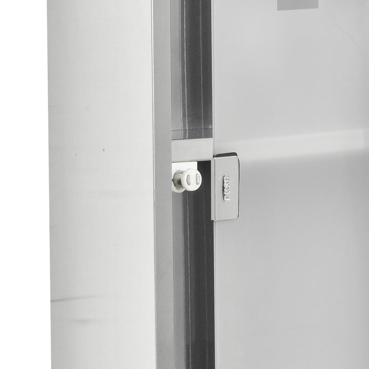 Kleankin medicinskab i rustfrit stål og hærdet glasdør, aflåseligt medicinskab med 3 rum, førstehjælpsskab, 20 x 12 x 58 cm, sølv