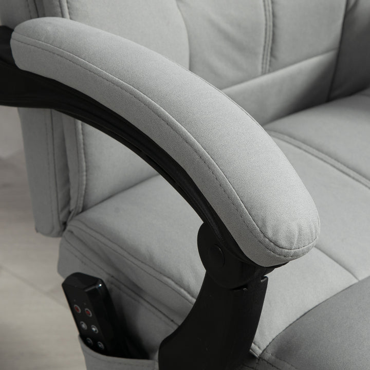 Kontorstol med massagefunktion og varmefunktion, fodstøtte, op til 120 kg, grå