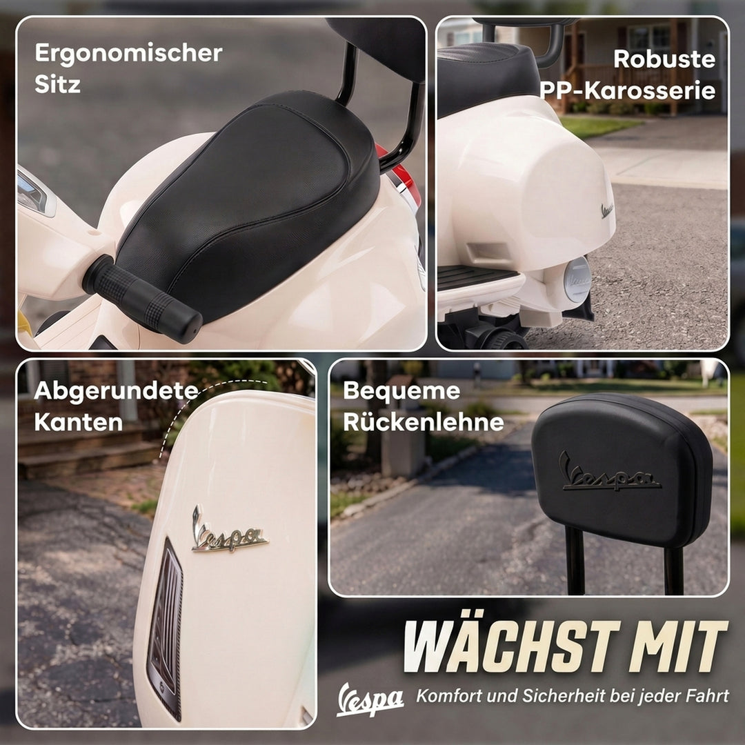 Elmotorcykel til børn Mini Vespa GTS 6V Elmotorcykel Hvid