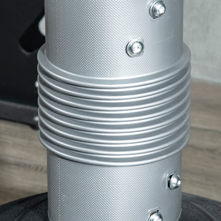 Boksedummy, fritstående, højdejusterbar, tung base, kunstlæder, sort+grå+blå, 55 x 55 x 178-207 cm