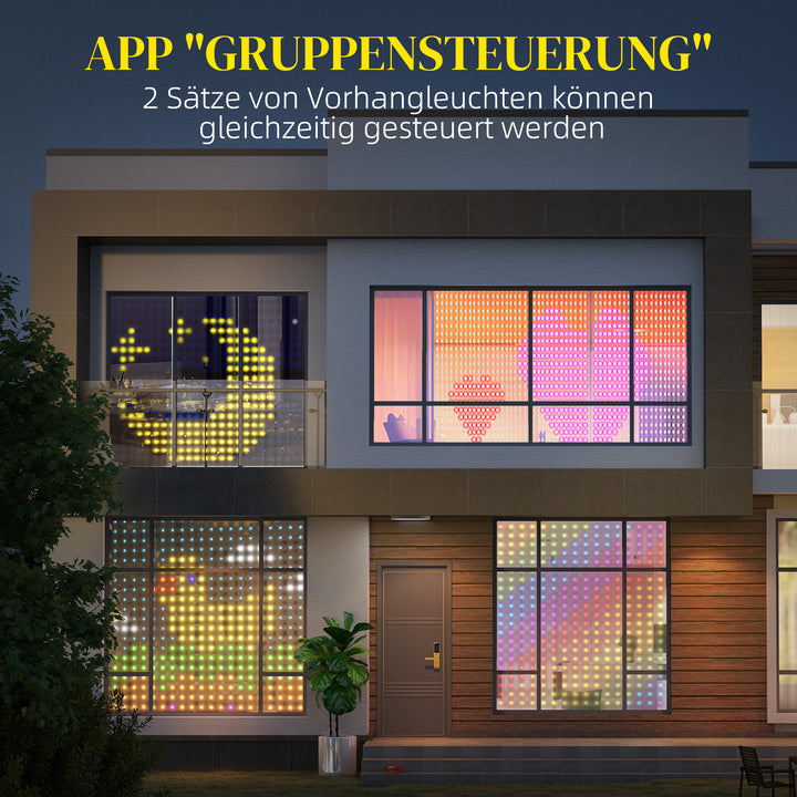 Gardin med 400 led-lys, dynamisk lyskæde med musiksynkronisering til soveværelse, stue, 3 x 3 m