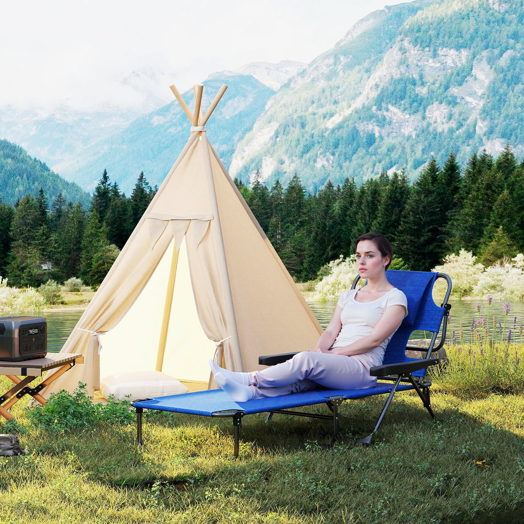 Solseng haveseng afslappende liggestol, foldbar, vejrbestandig, 194 cm x 72 cm x 31 cm, sort + mørkeblå