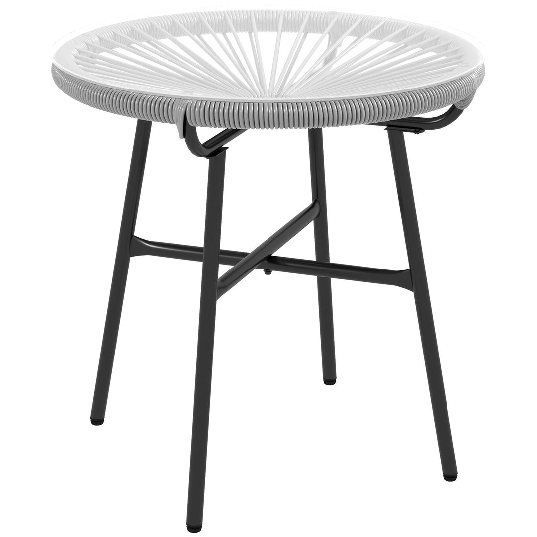Havebord i bohemestil, udendørs sidebord, PE-rattan, hærdet glas, vejrbestandigt, 50 cm x 50 cm x 50 cm, grå
