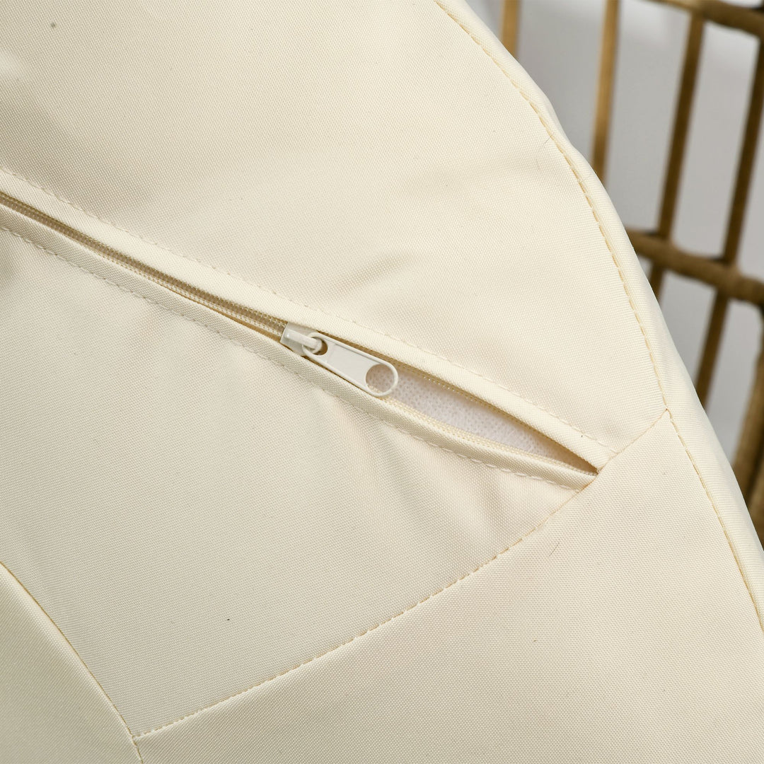 Kurvestol i rottinglook med bløde sædehynder og aluminiumsstel, khaki og beige, 105 x 90 x 148 cm