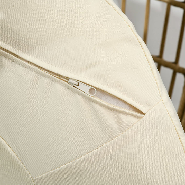 Kurvestol i rottinglook med bløde sædehynder og aluminiumsstel, khaki og beige, 105 x 90 x 148 cm