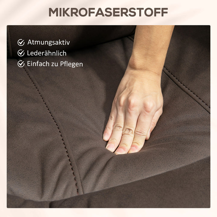 Polstret lænestol med fodstøtte, hvilestol med lænefunktion, mikrofiberbetræk i læderlook, metalstruktur, brun