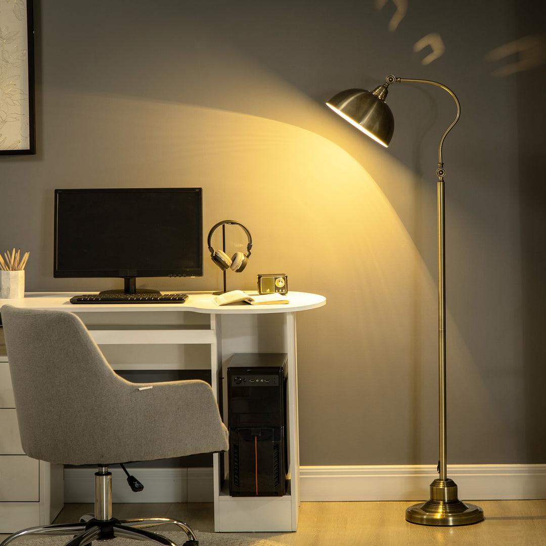 Vintage gulvlampe med justerbar vinkel, messingfinish, 42 cm x 25,5 cm x 152 cm, bronze