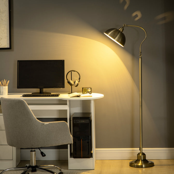 Vintage gulvlampe med justerbar vinkel, messingfinish, 42 cm x 25,5 cm x 152 cm, bronze