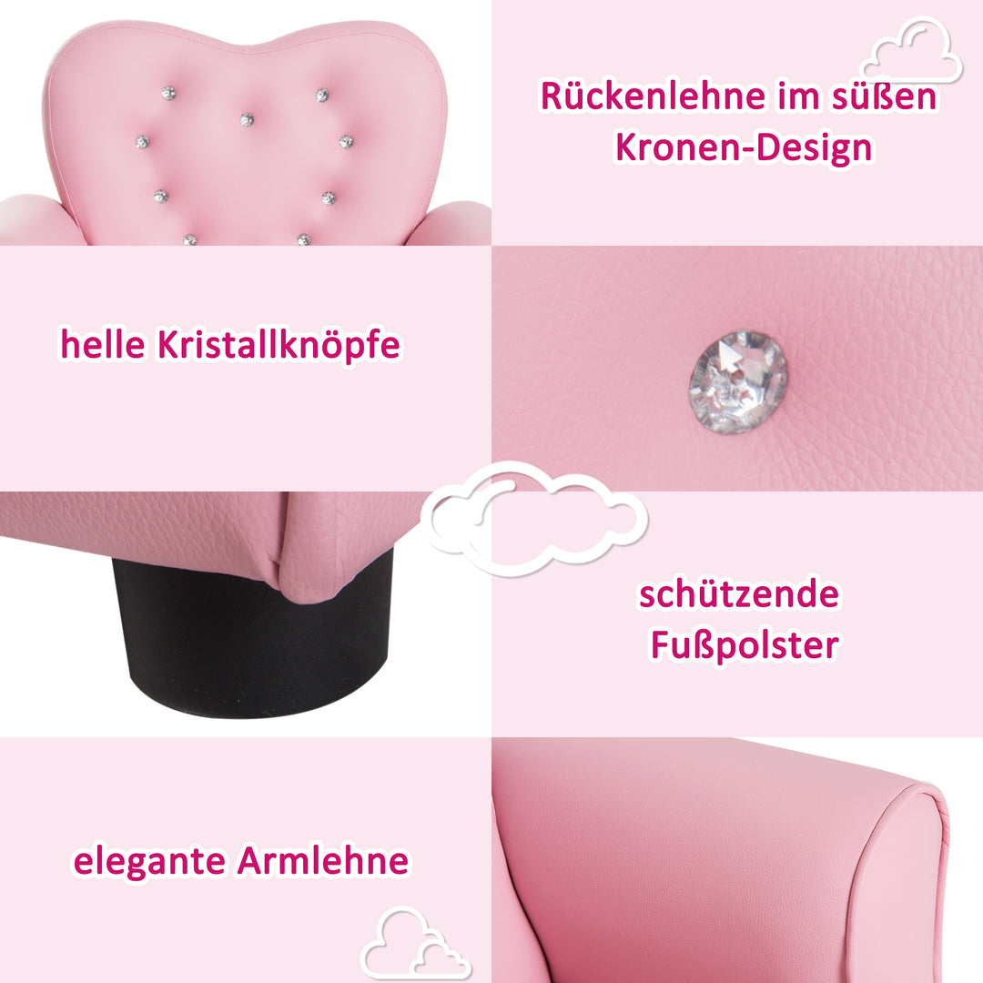 Børnesofa børnestol prinsesse minisofa børneværelsessofa hjerteformet pink l59 x b41,5 x h49 cm