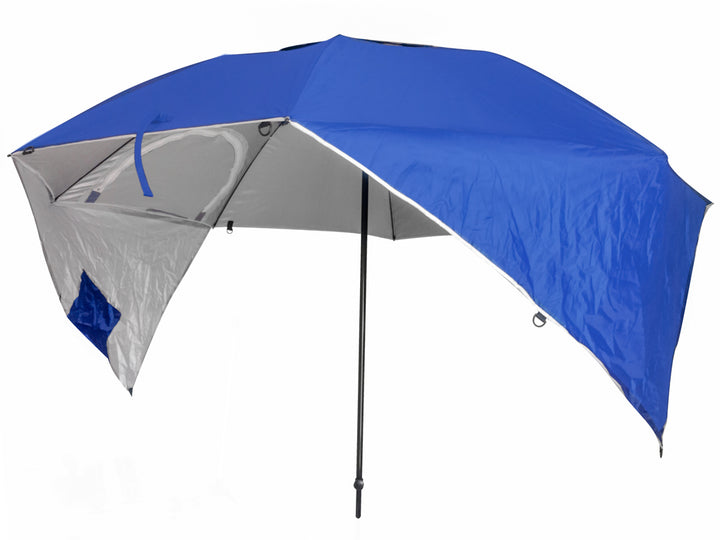 Stort, foldbart havetelt med strandparasol