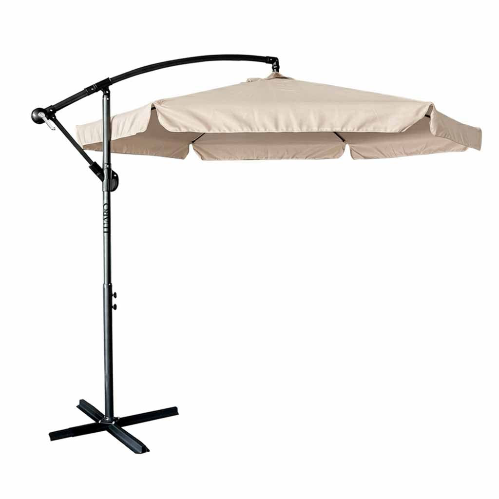 Haveparasol stor foldbar parasol med arm 290 cm beige