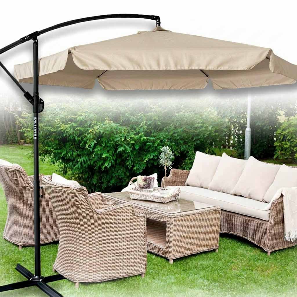 Haveparasol stor foldbar parasol med arm 290 cm beige