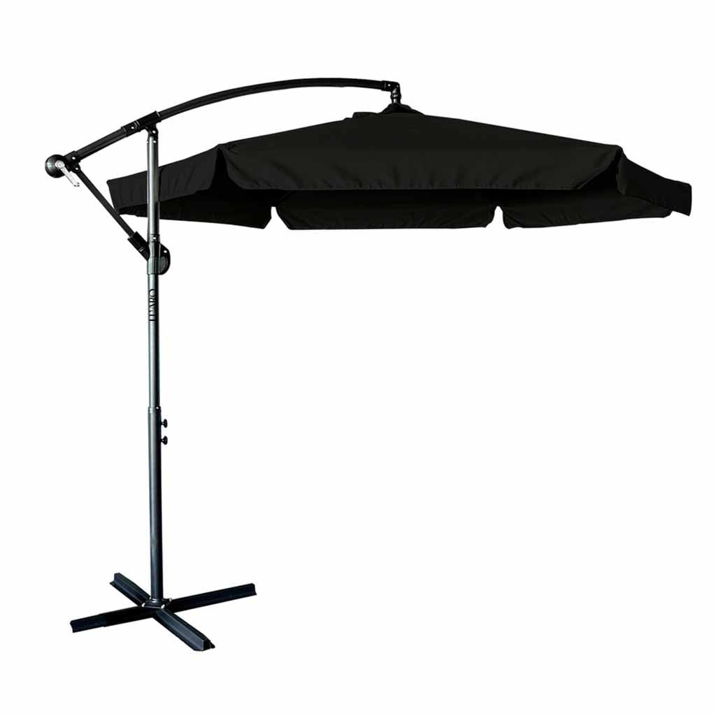 Haveparasol stor foldbar parasol med arm 290 cm sort
